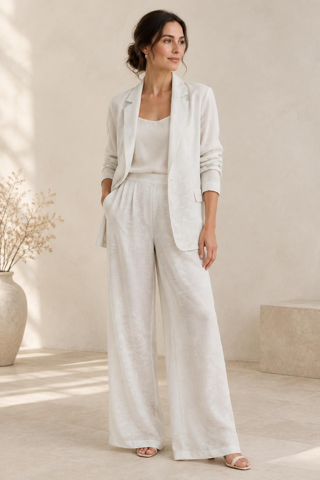 Inspiration La veste avec le tissu NICOLE - Gaze jacquard de viscose à motifs abstraits