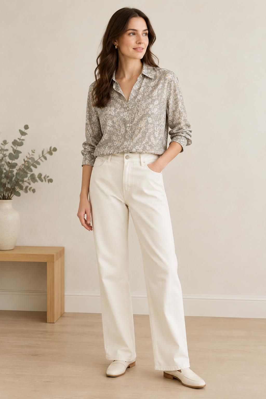 Inspiration La blouse avec le tissu Batiste de viscose, motif fleuri romantique multicolore