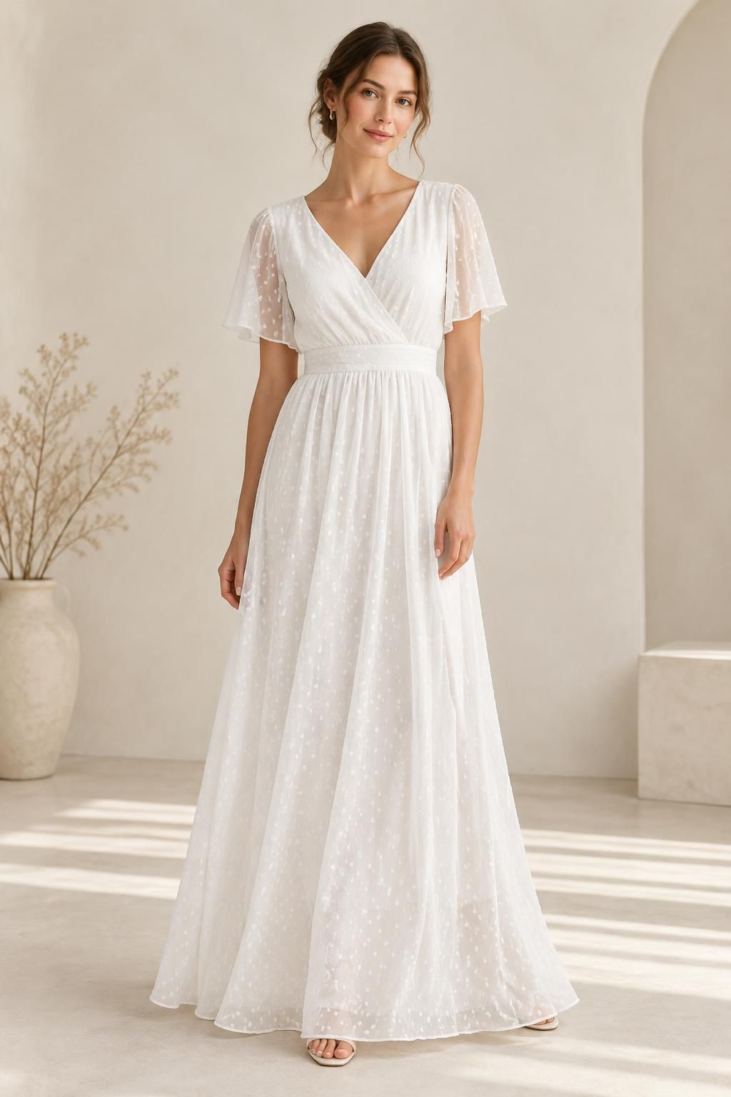 Inspiration La robe avec le tissu CELESTE - Voile de polyester plumetis