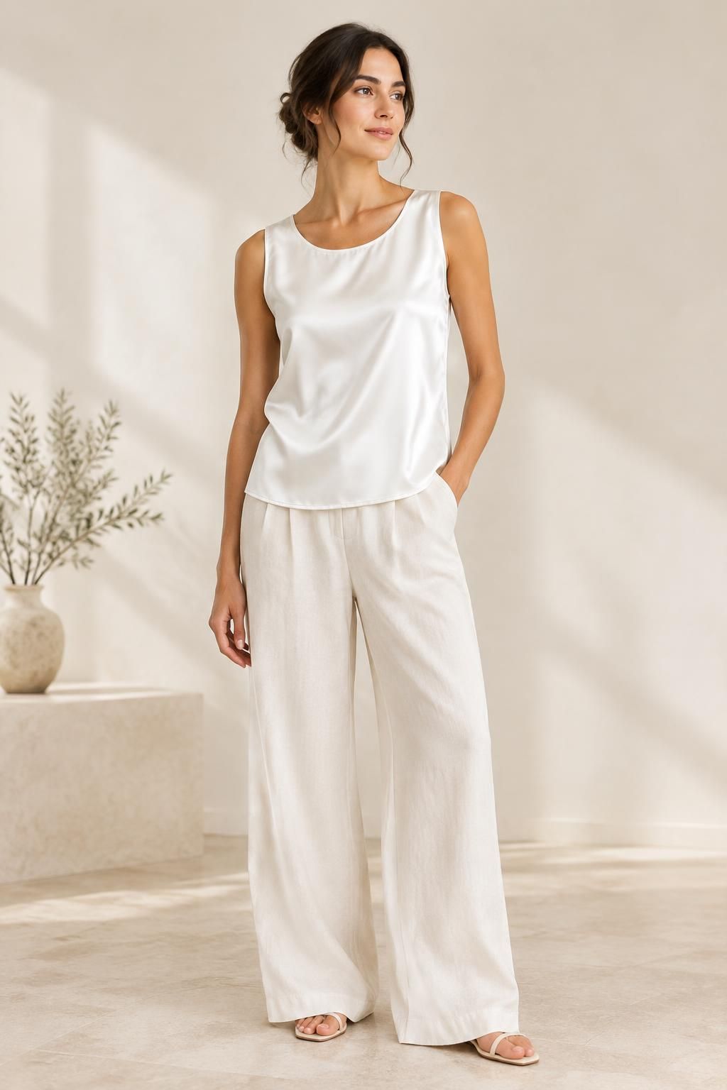 Inspiration Le top avec le tissu ELEN - Satin de viscose lourd