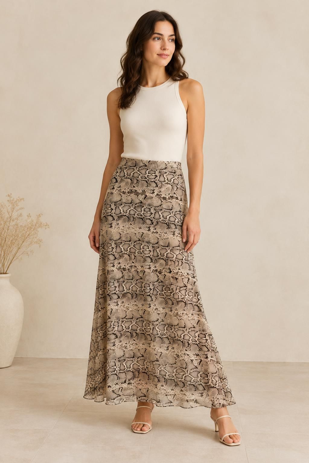 Inspiration La jupe avec le tissu Mousseline de polyester, motif animalier et fleuri