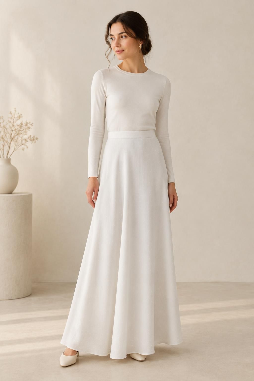 Inspiration La jupe avec le tissu SNOW - Crêpe marocain de viscose damassé