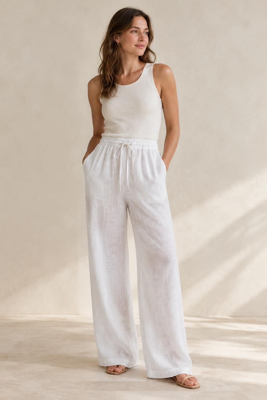 Inspiration Le pantalon avec le tissu LARA - Lin léger