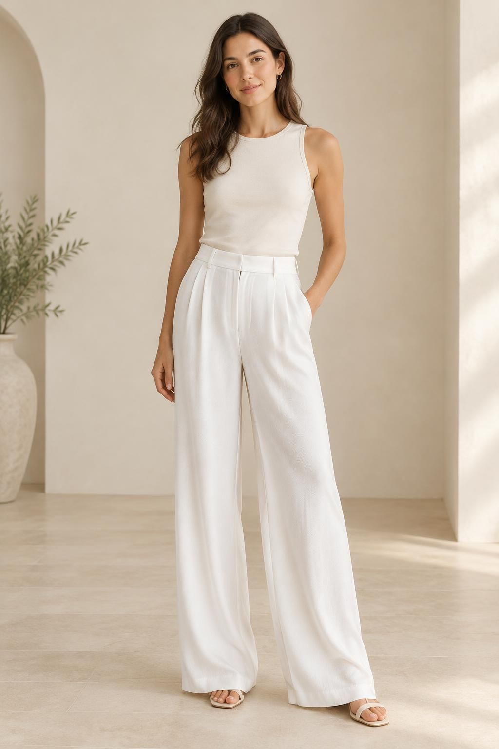 Inspiration Le pantalon avec le tissu PHOENIX - Sergé de polyester viscose léger
