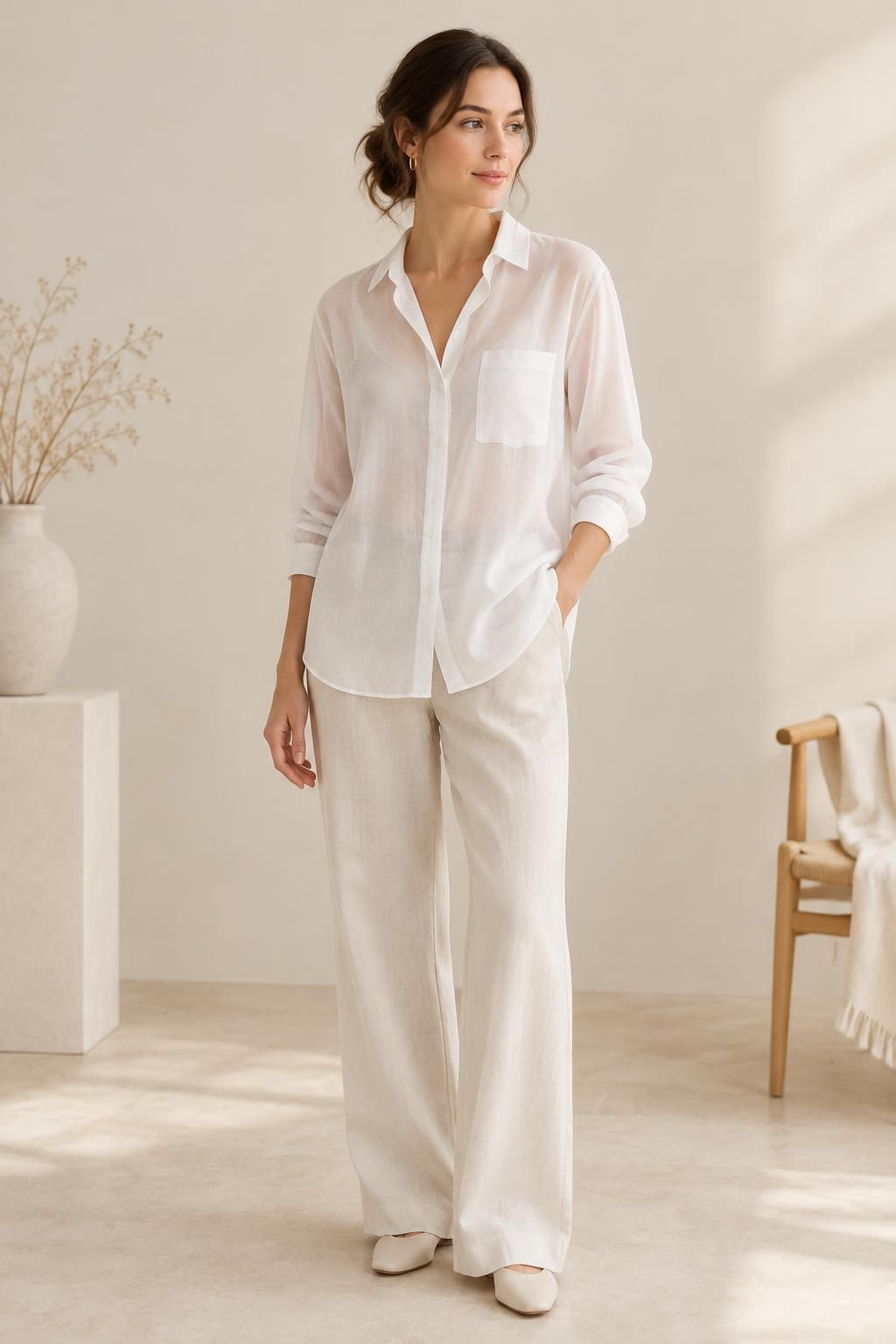 Inspiración La blusa con el tejido NUAGE - Tela de algodón fina de tejido regular