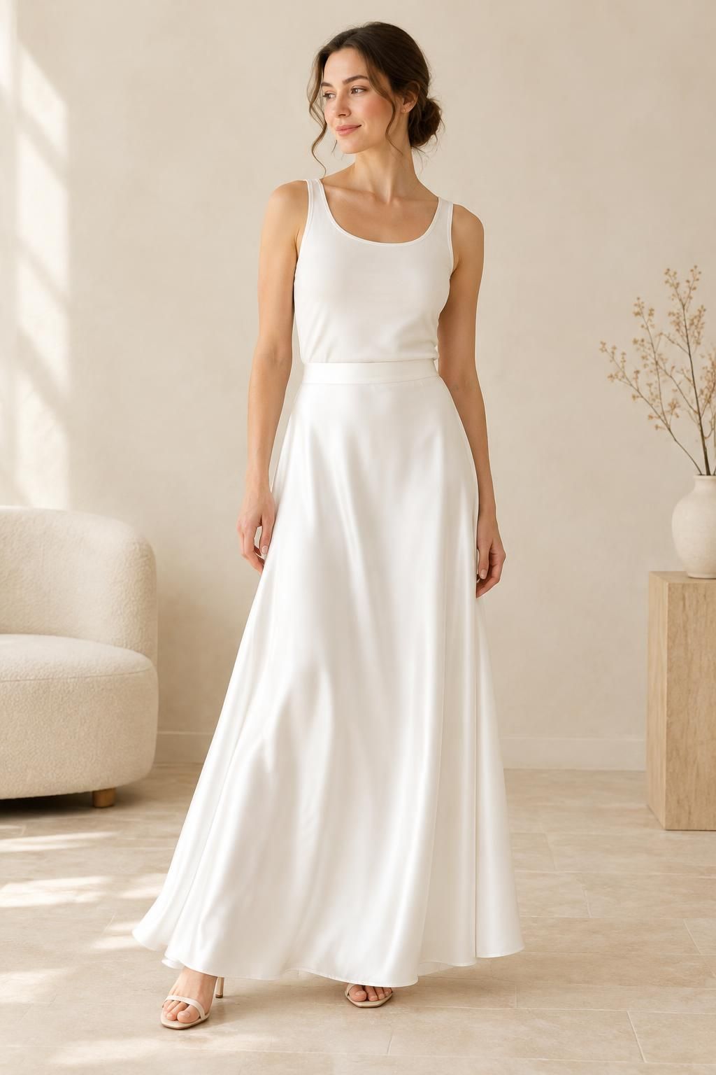 Inspiration La jupe avec le tissu NACRE - Satin de coton satiné