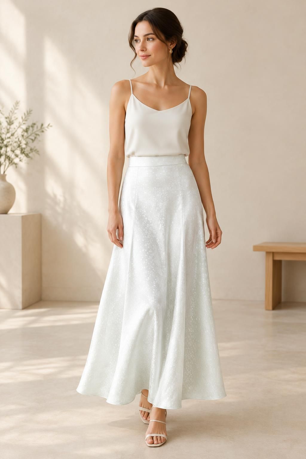 Inspiration La jupe avec le tissu MOON - Jacquard de viscose satiné