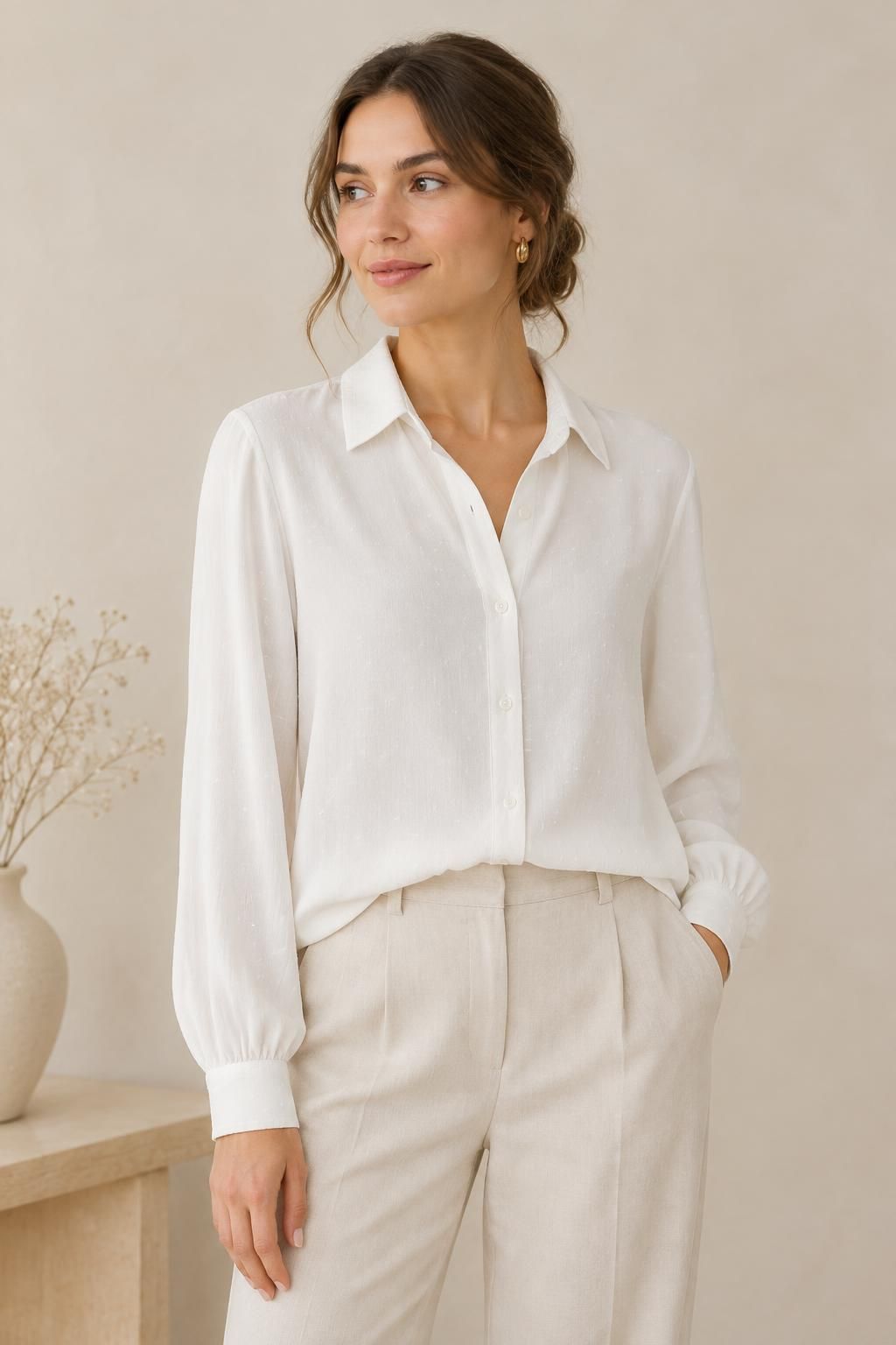 Inspiration La blouse avec le tissu SNOW - Crêpe marocain de viscose damassé