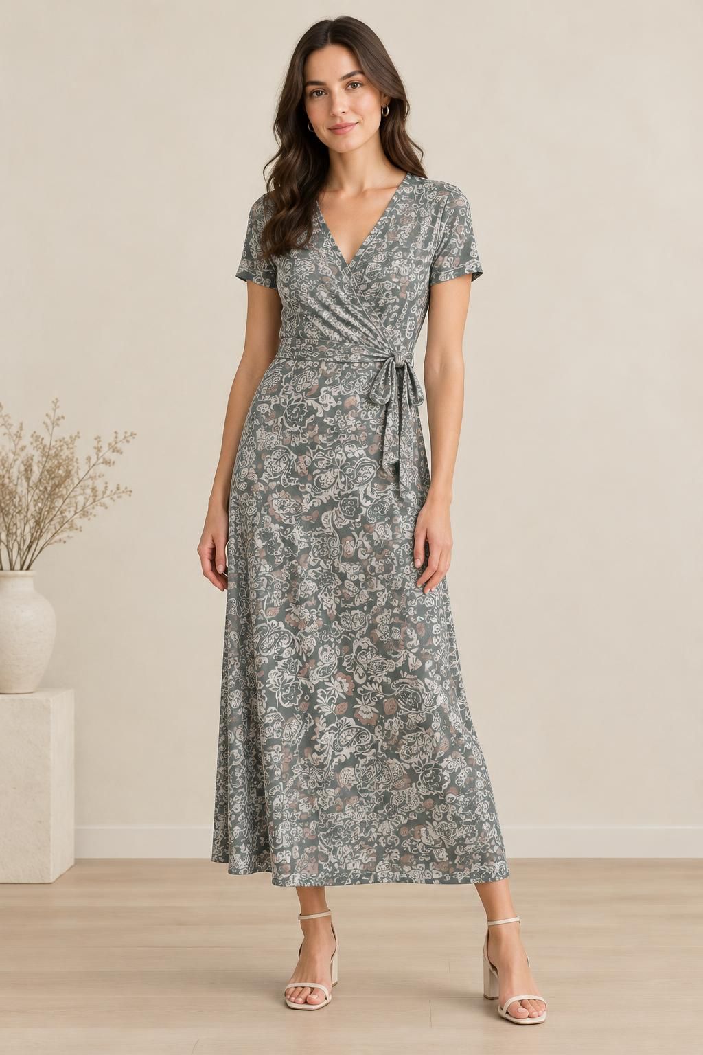 Inspiration La robe avec le tissu Jersey viscose elasthanne, motif cachemire fleuri
