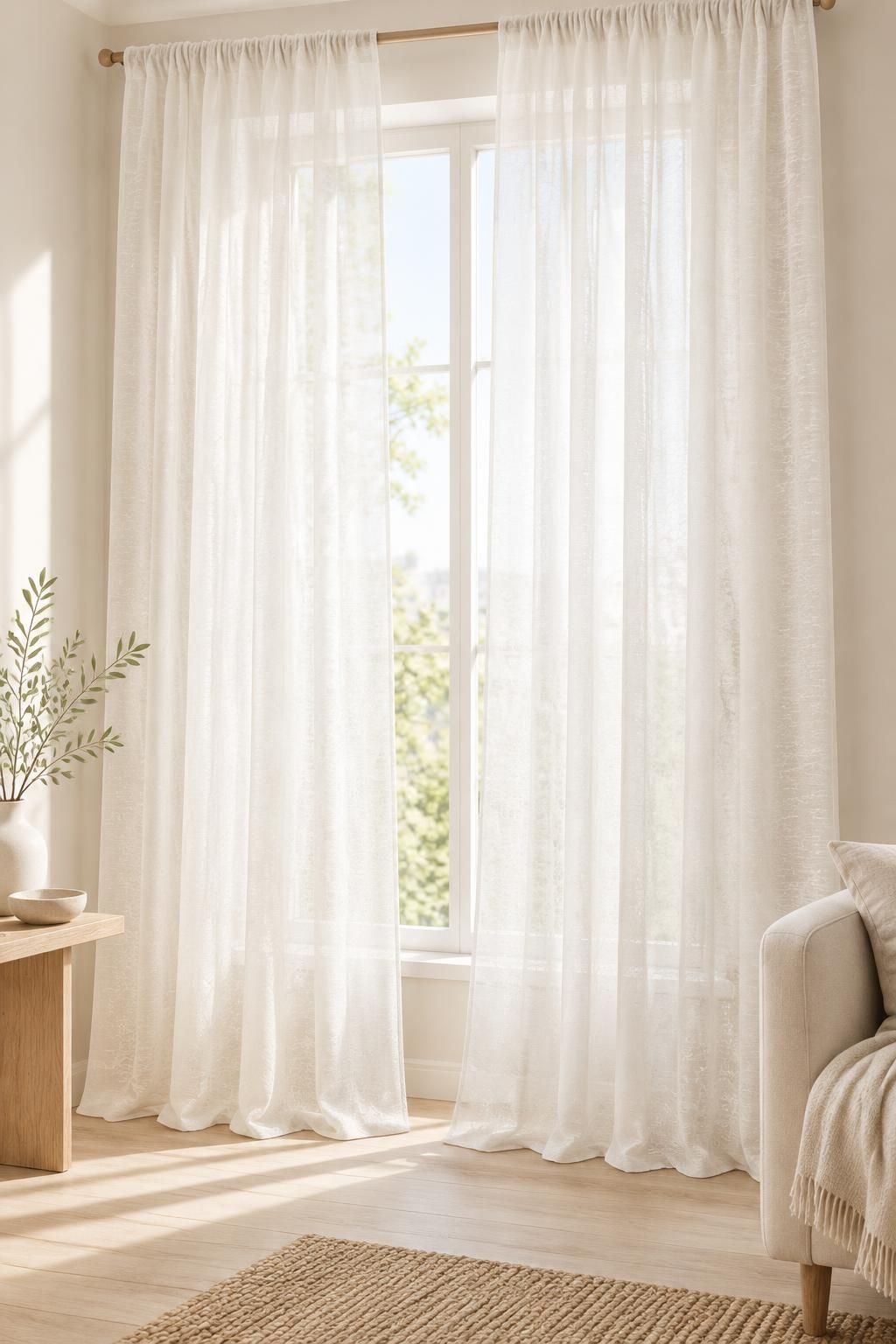 Inspiration Les voilages avec le tissu VELIA - Voile jacquard crinkle satiné