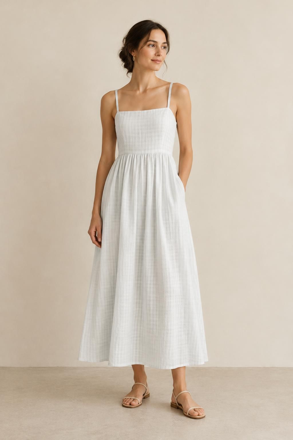 Inspiração O vestido com o tecido ZEFIR - Algodão leve xadrez