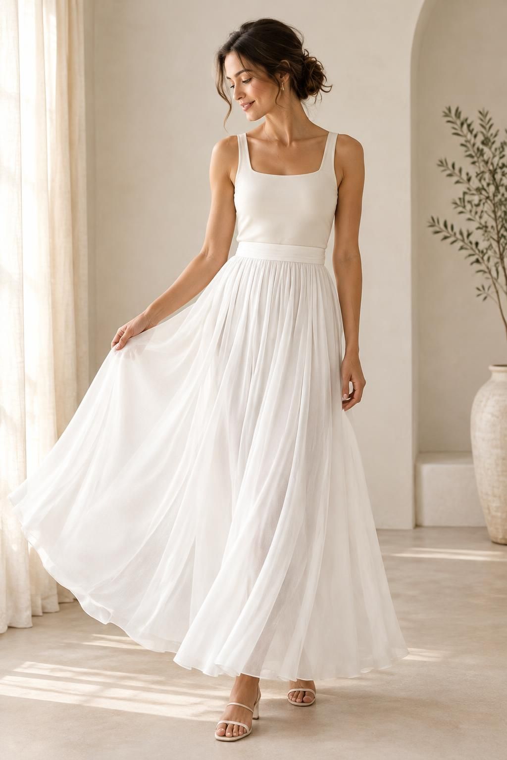 The skirt inspiration using CLOUDSTONE - Viscose voile fabric