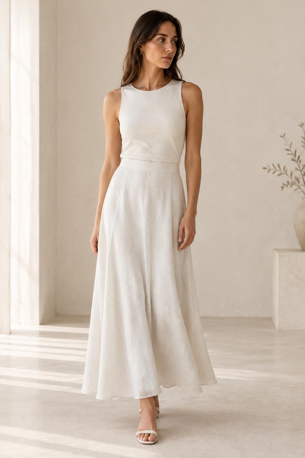 Inspiration La jupe avec le tissu NOMADE - Crêpe de viscose à l’aspect lin