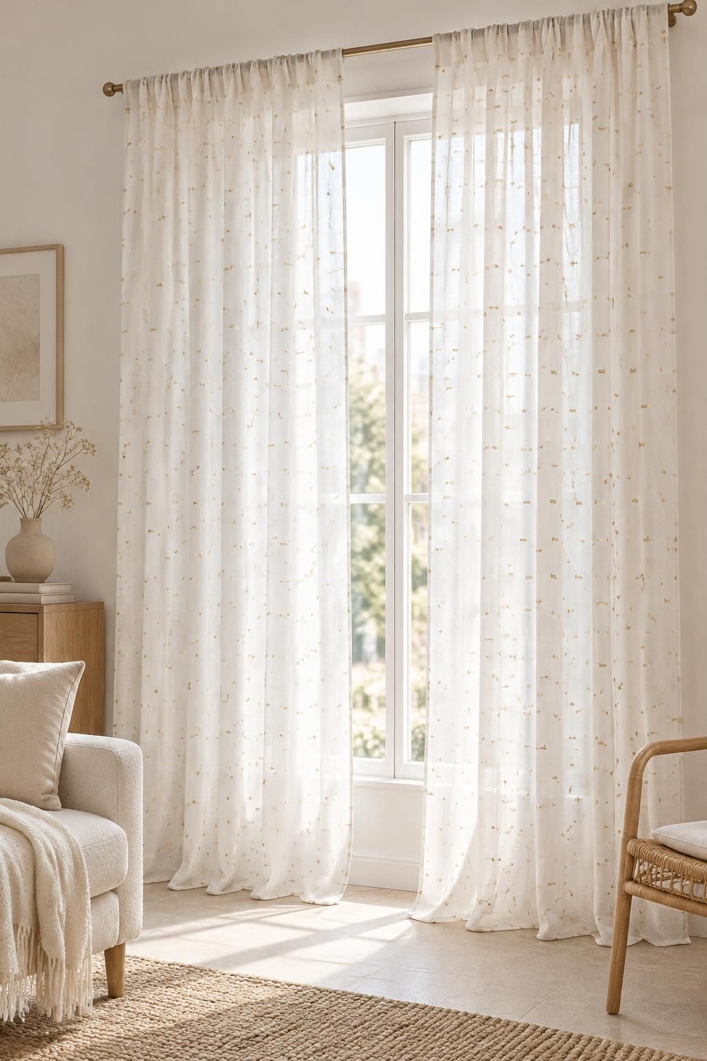The sheer curtains inspiration using ZINIA - Viscose gauze with lurex plumetis fabric