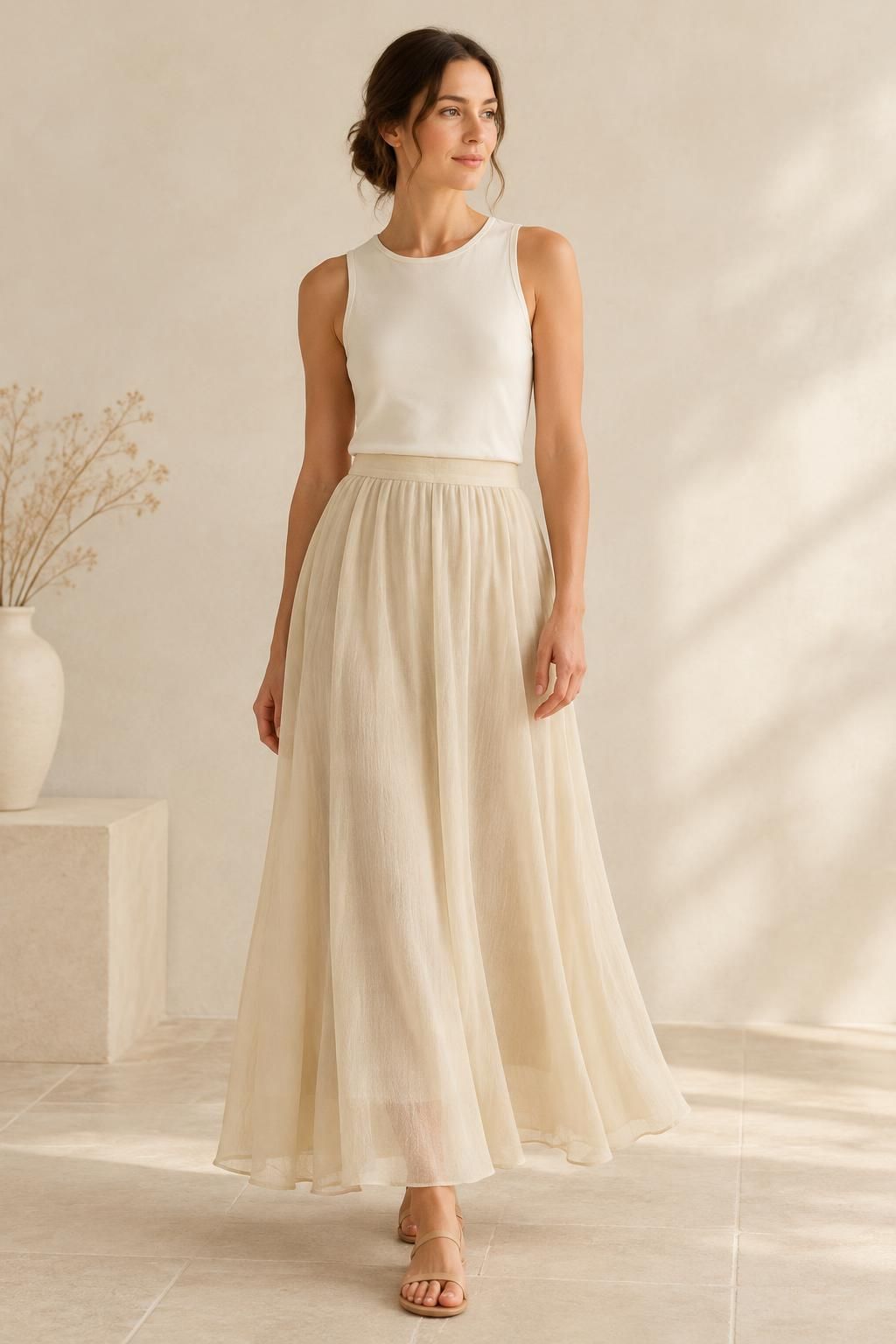 The skirt inspiration using MAYA -  Lightweight viscose gauze fabric