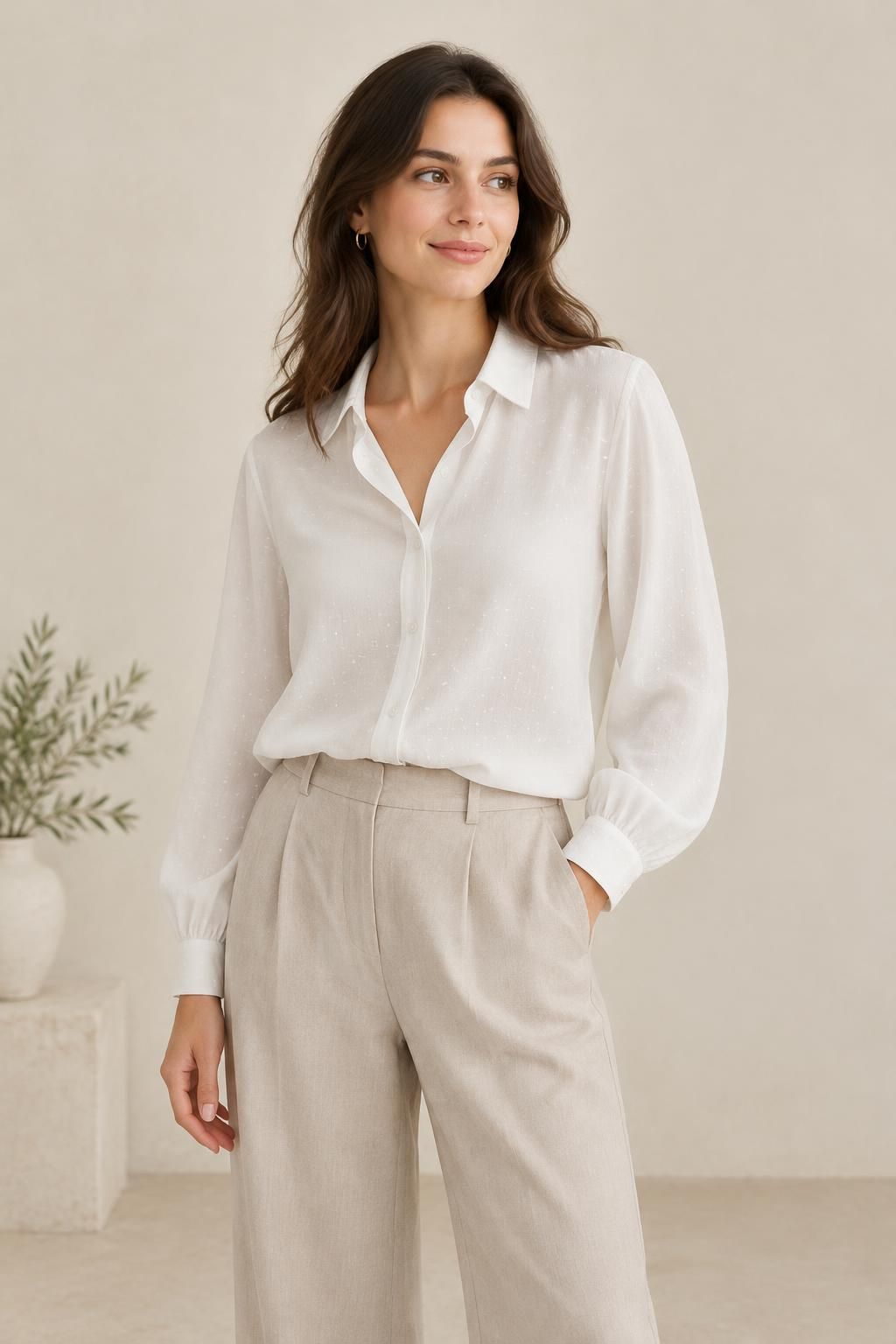 Inspiration La blouse avec le tissu SNOW - Crêpe marocain de viscose damassé