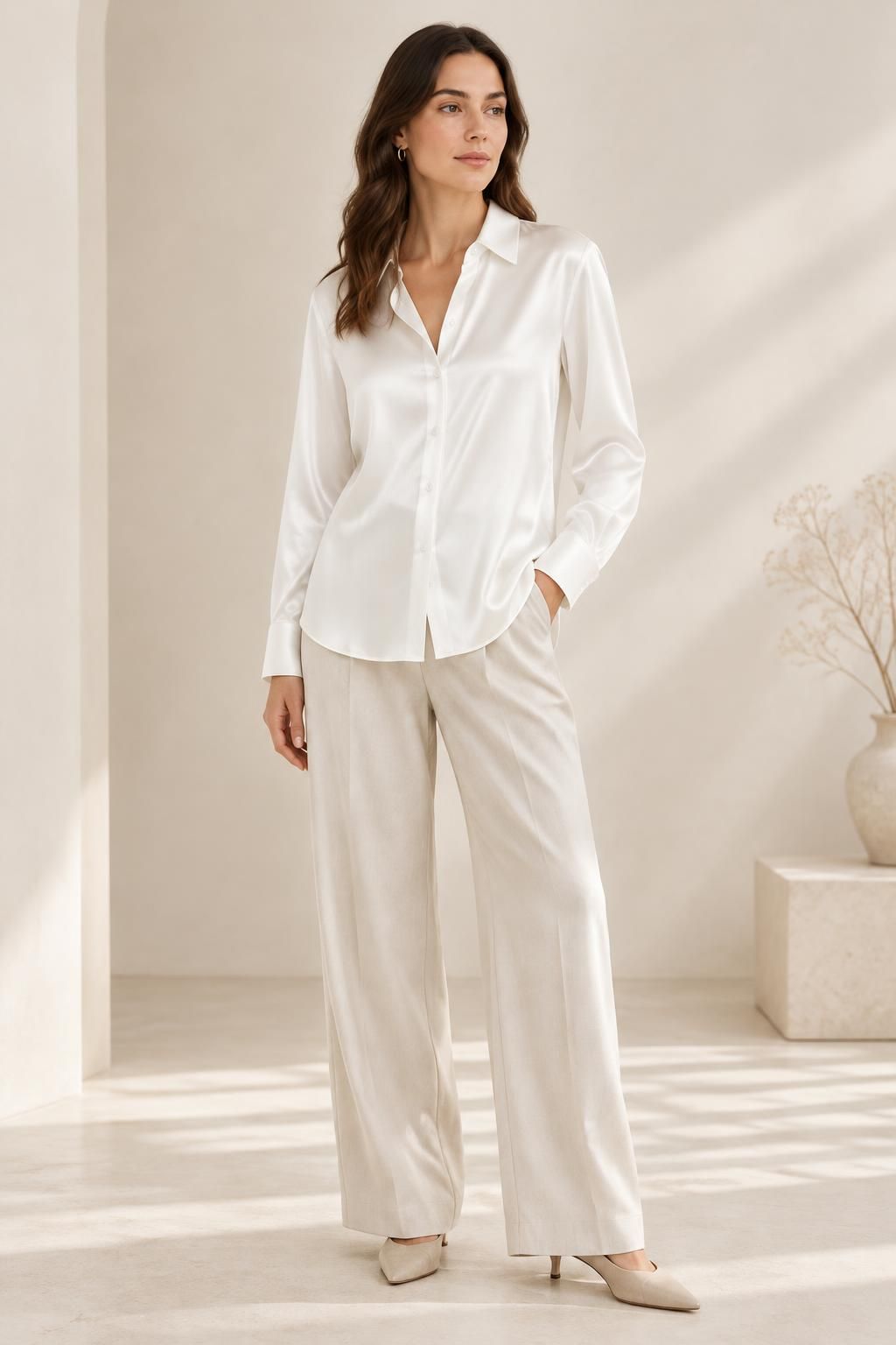 Inspiration La blouse avec le tissu LIVIA - Satin de polyester