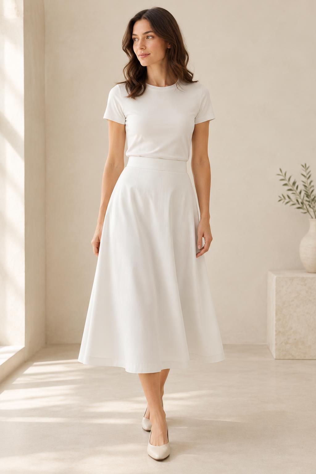 Inspiration La jupe avec le tissu OPALE - Popeline de coton extensible