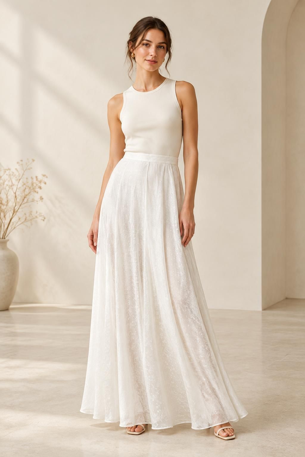 Inspiration La jupe avec le tissu VELIA - Voile jacquard crinkle satiné