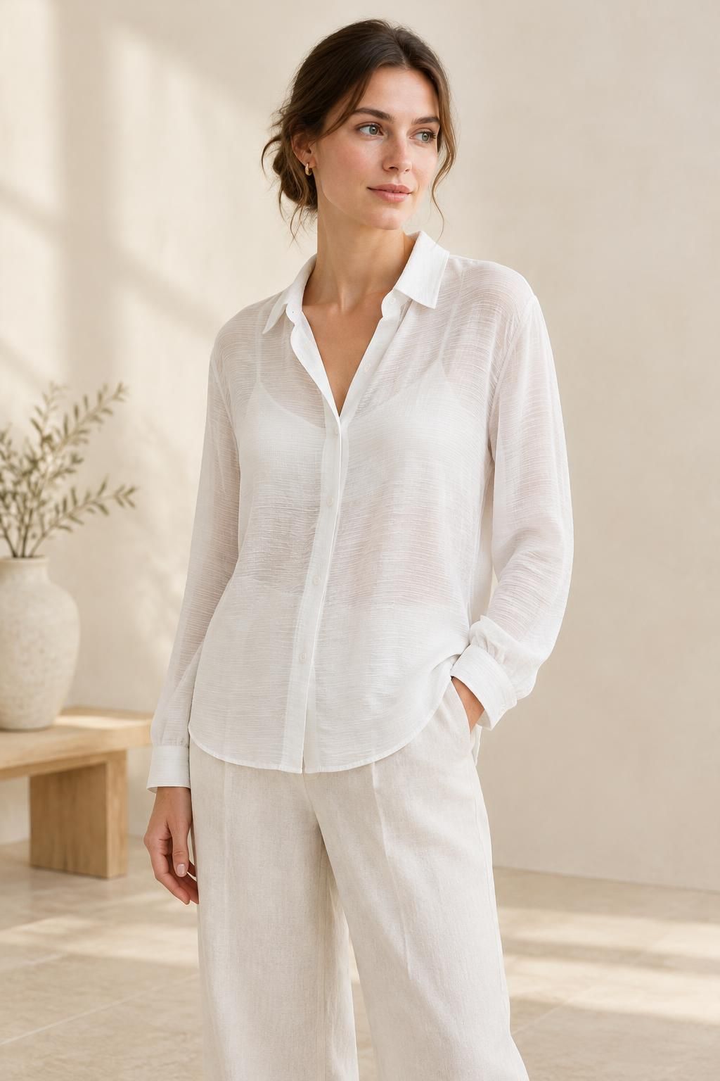 Inspiration La blouse avec le tissu ANNA - Voile de viscose texturé