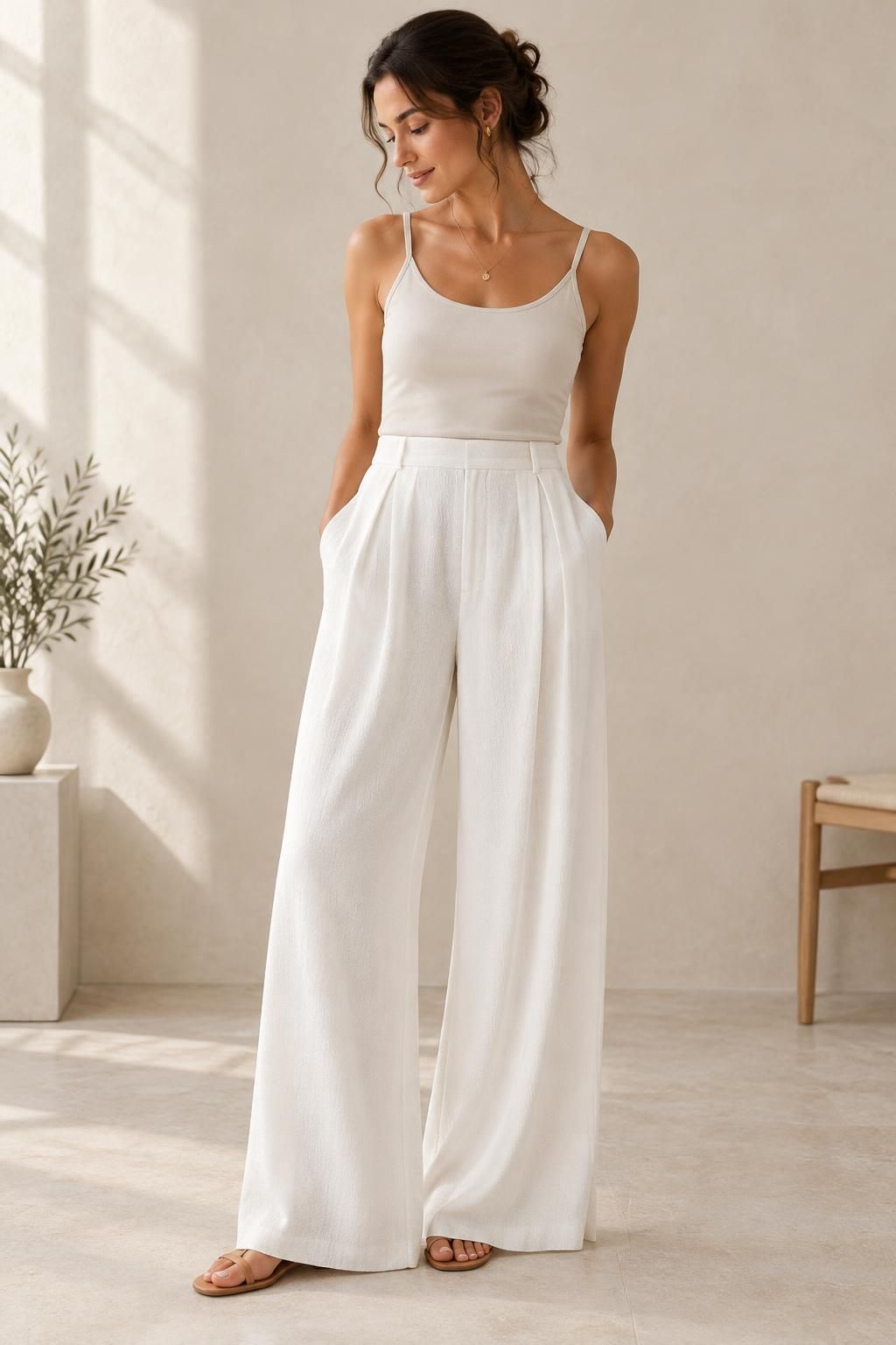 The trousers inspiration using AMBRE - Heavy viscose crepe fabric