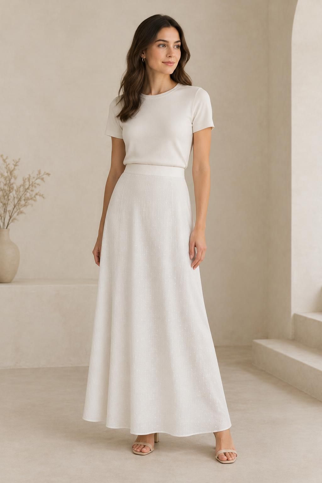 Inspiration La jupe avec le tissu SNOW - Crêpe marocain de viscose damassé