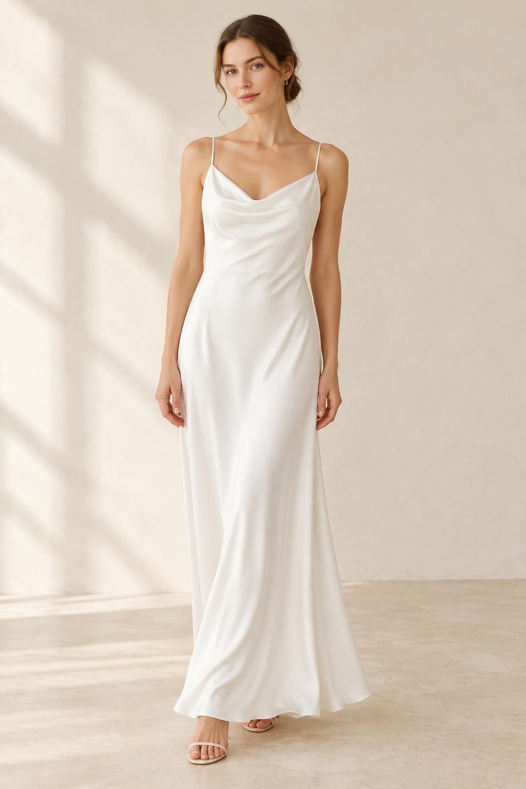 The dress inspiration using SELENE - Solid Viscose Satin with Fine Grain fabric