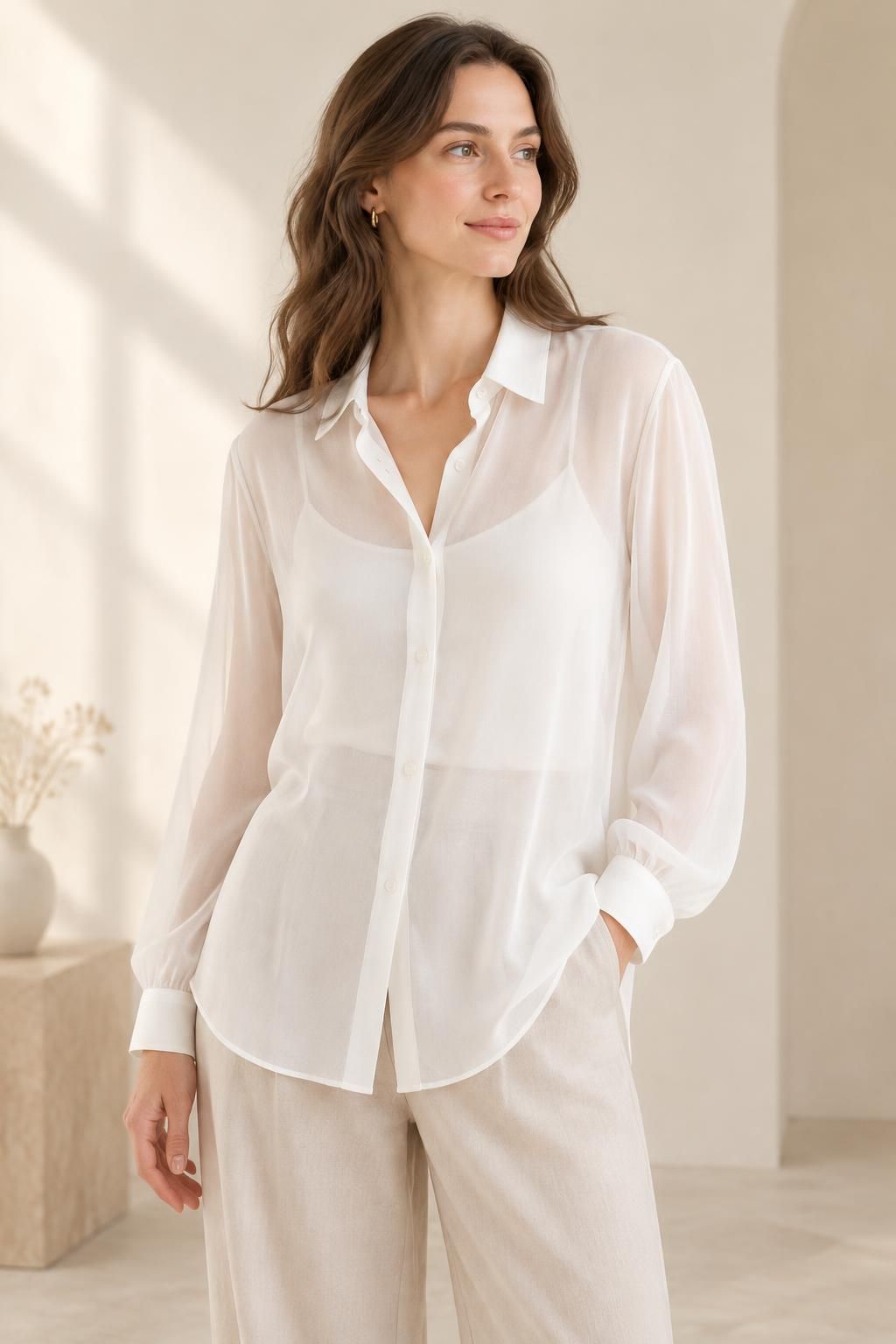 Inspiration La blouse avec le tissu ROSALIA - Mousseline polyester
