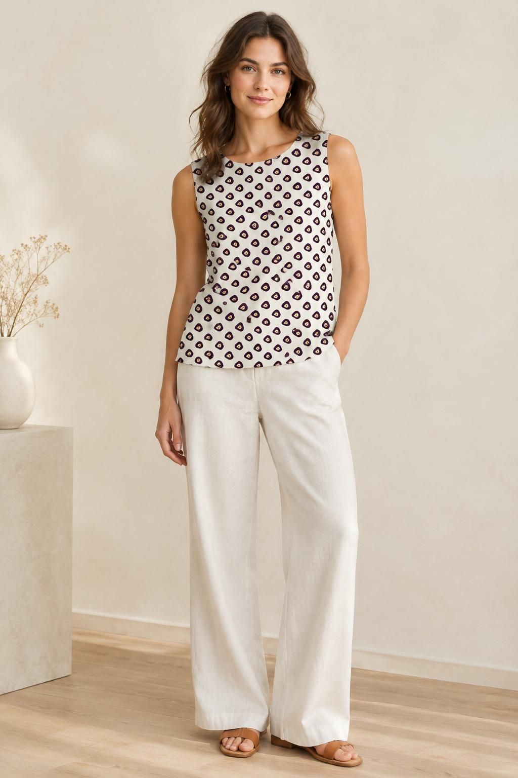Inspiration Le top avec le tissu Crêpe de polyester, motif cachemire romantique