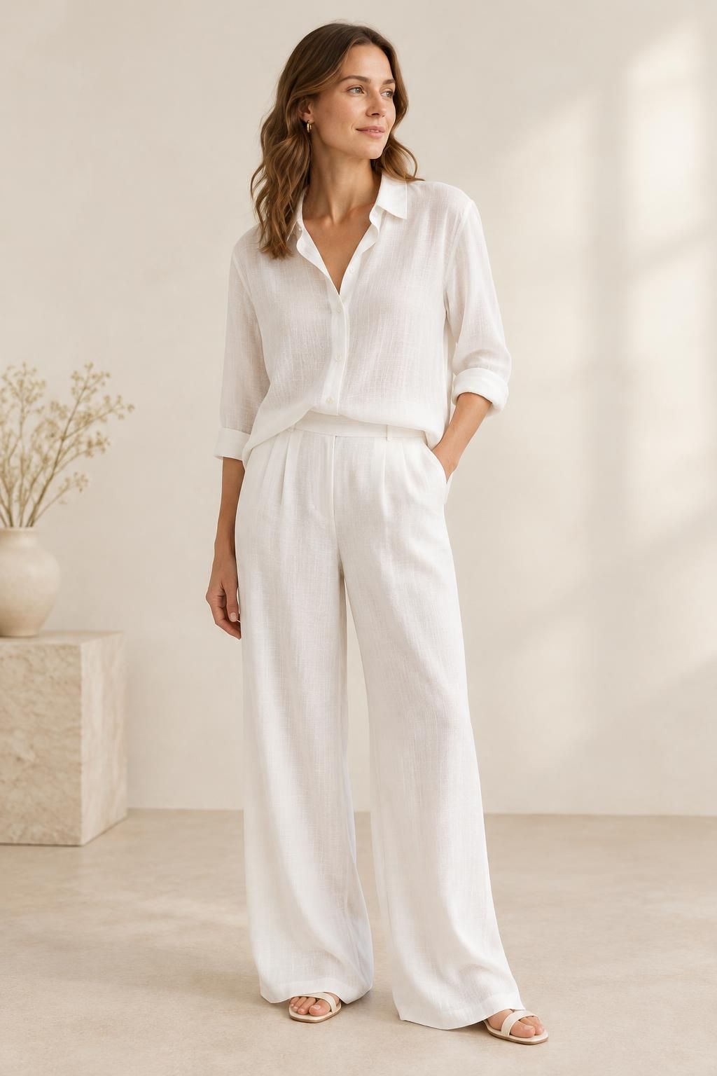 The blouse inspiration using CALI - Lightweight Viscose Linen Effect fabric