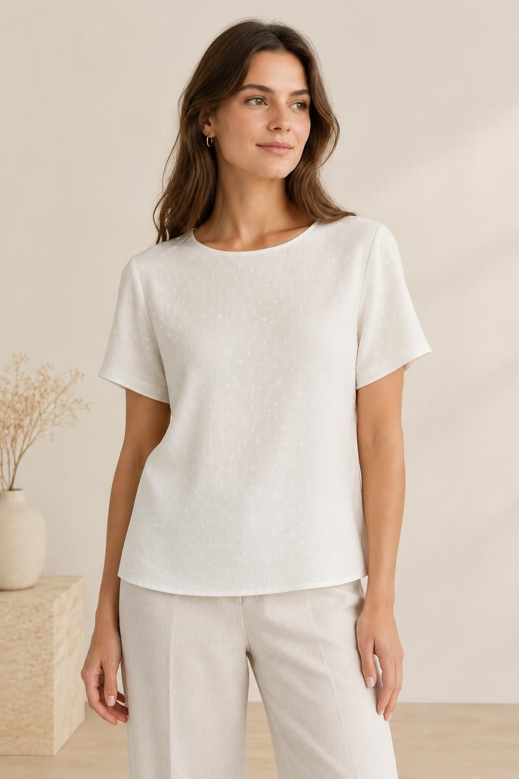 Inspiration Le top avec le tissu SNOW - Crêpe marocain de viscose damassé