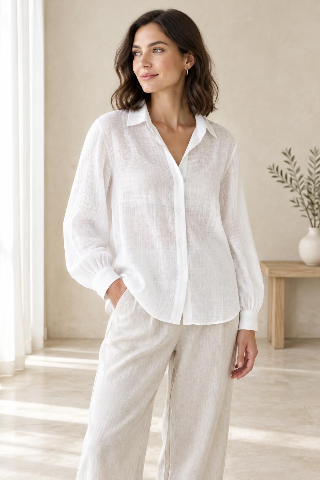 The blouse inspiration using ELINA - Textured Viscose Voile fabric