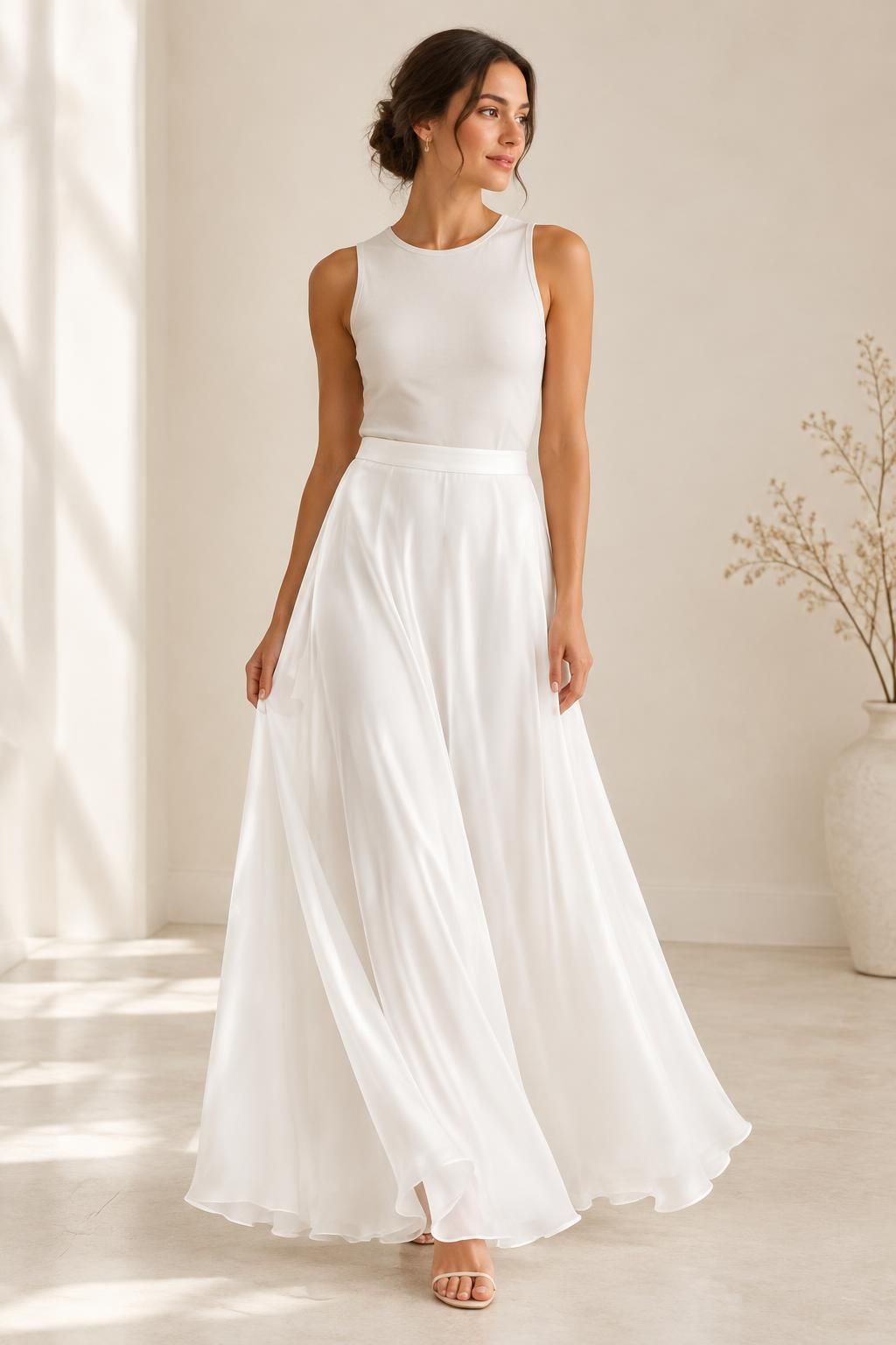 Inspiration La jupe avec le tissu GABY - Mousseline satin effet soie
