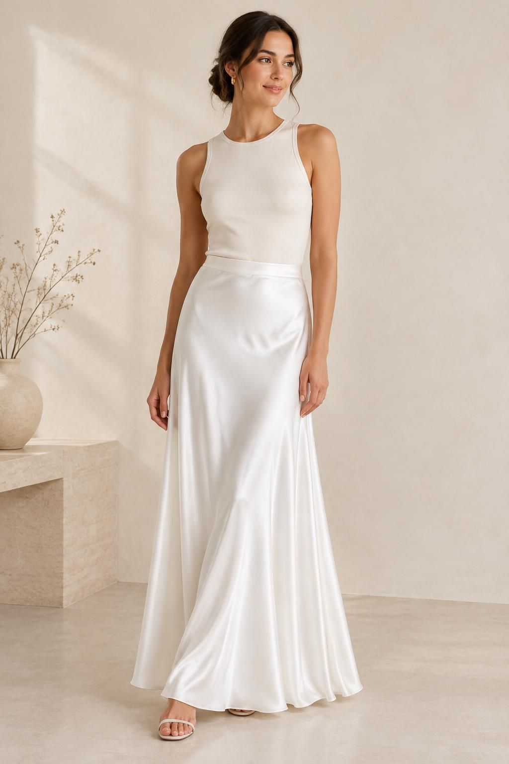 Inspiration La jupe avec le tissu ELEN - Satin de viscose lourd