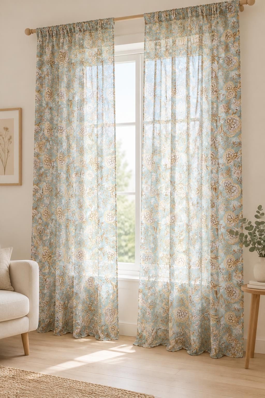 Inspiration Les voilages avec le tissu Voile de polyester, motif fleuri bohème