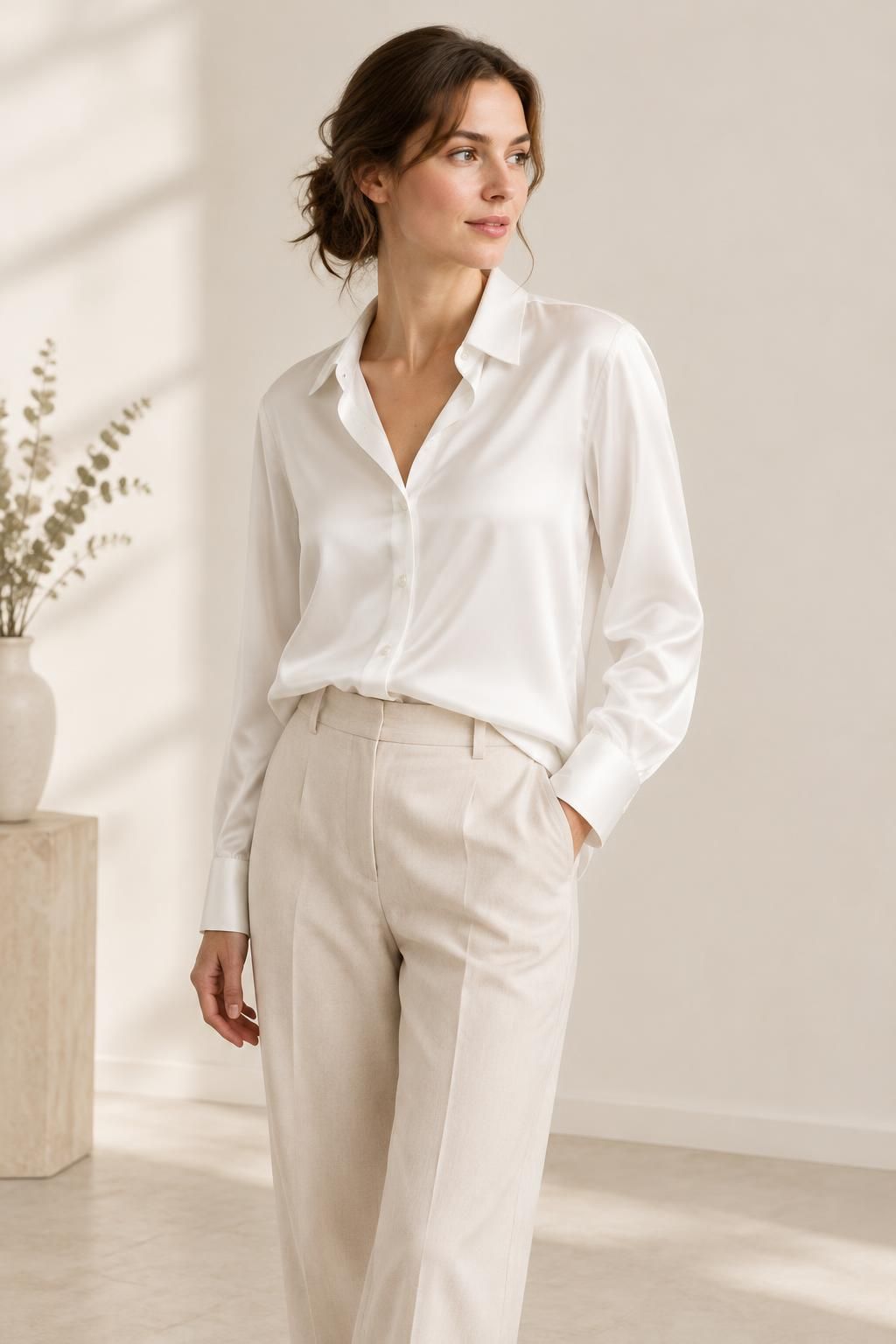 Inspiration La blouse avec le tissu NACRE - Satin de coton satiné