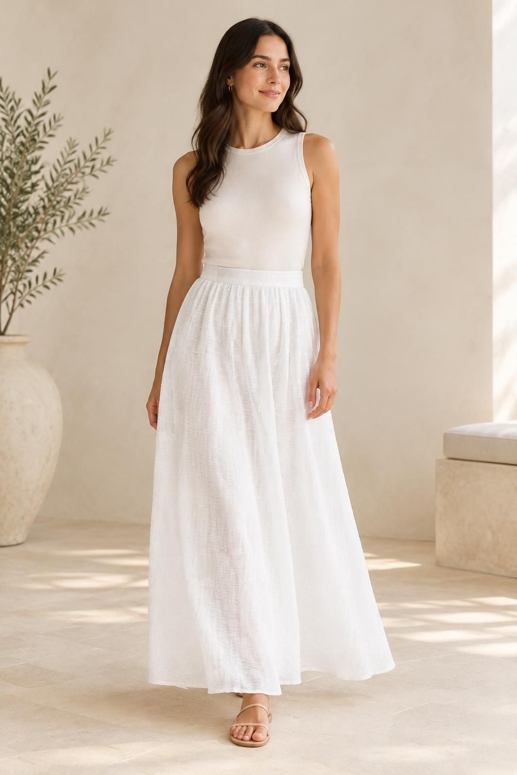 The skirt inspiration using ELINA - Textured Viscose Voile fabric