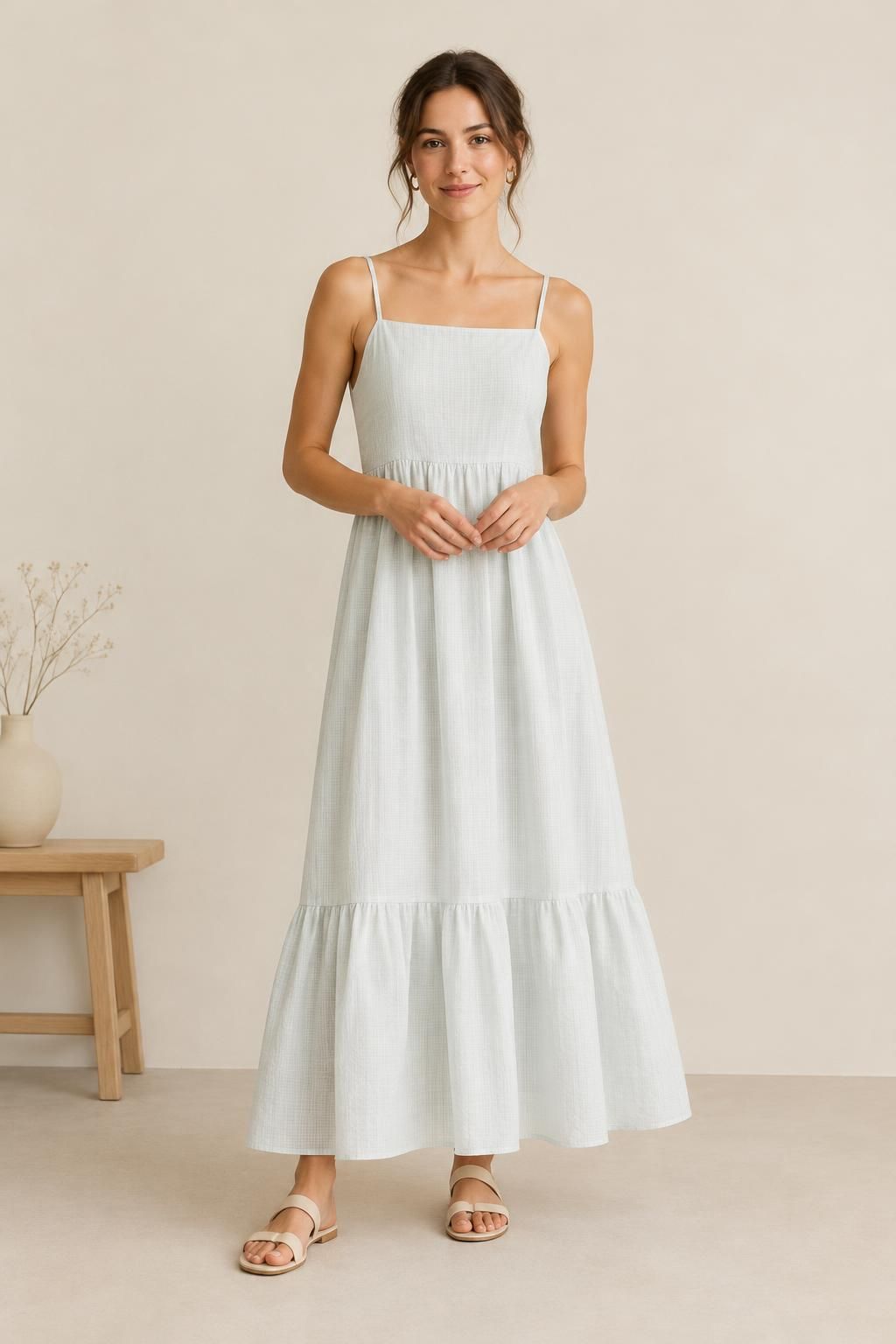 Inspiração O vestido com o tecido ZEFIR - Algodão leve xadrez
