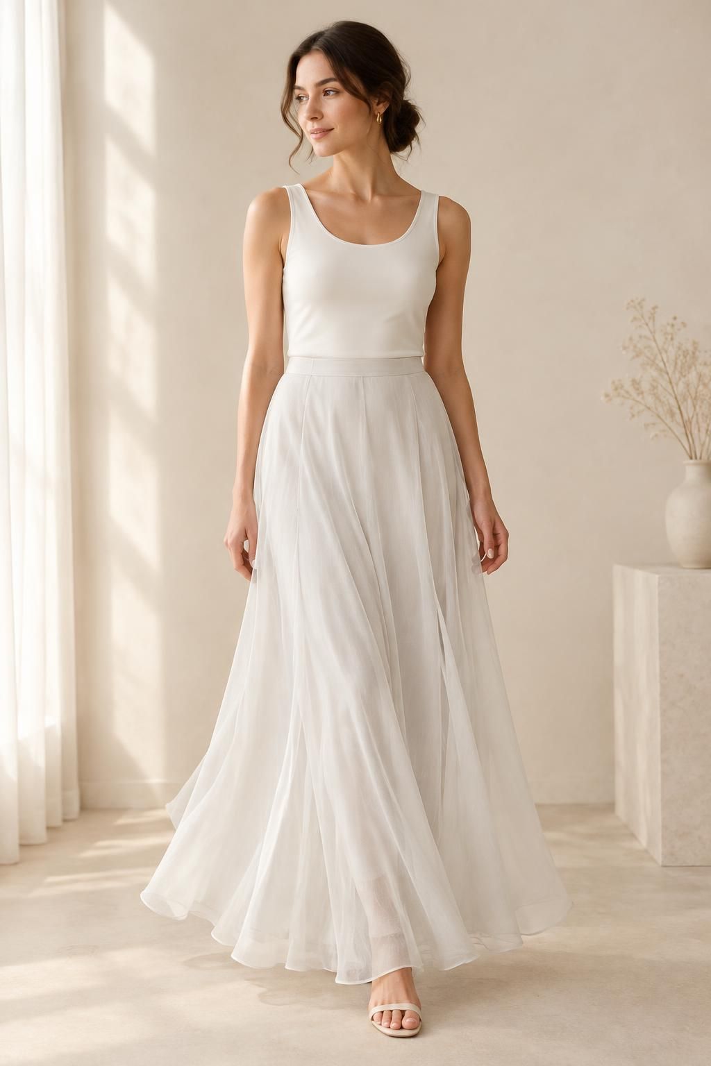 Inspiration La jupe avec le tissu SOREN - Voile de viscose satiné