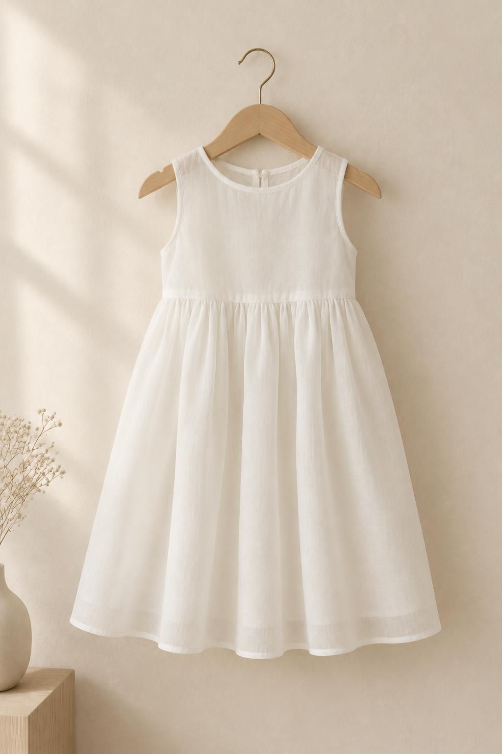 Inspiración El vestido infantil con el tejido NUAGE - Tela de algodón fina de tejido regular
