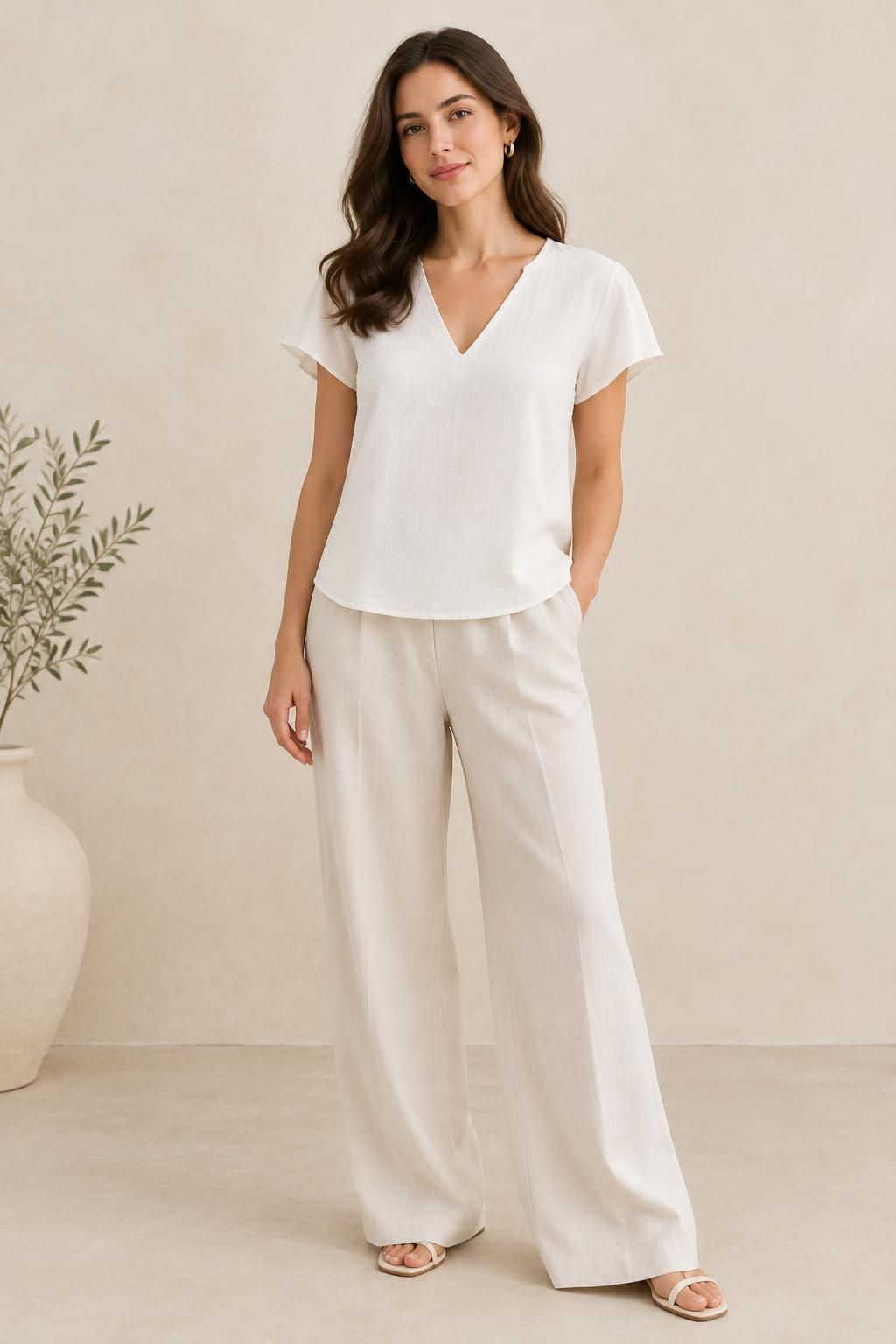 Inspiration Le top avec le tissu SNOW - Crêpe marocain de viscose damassé