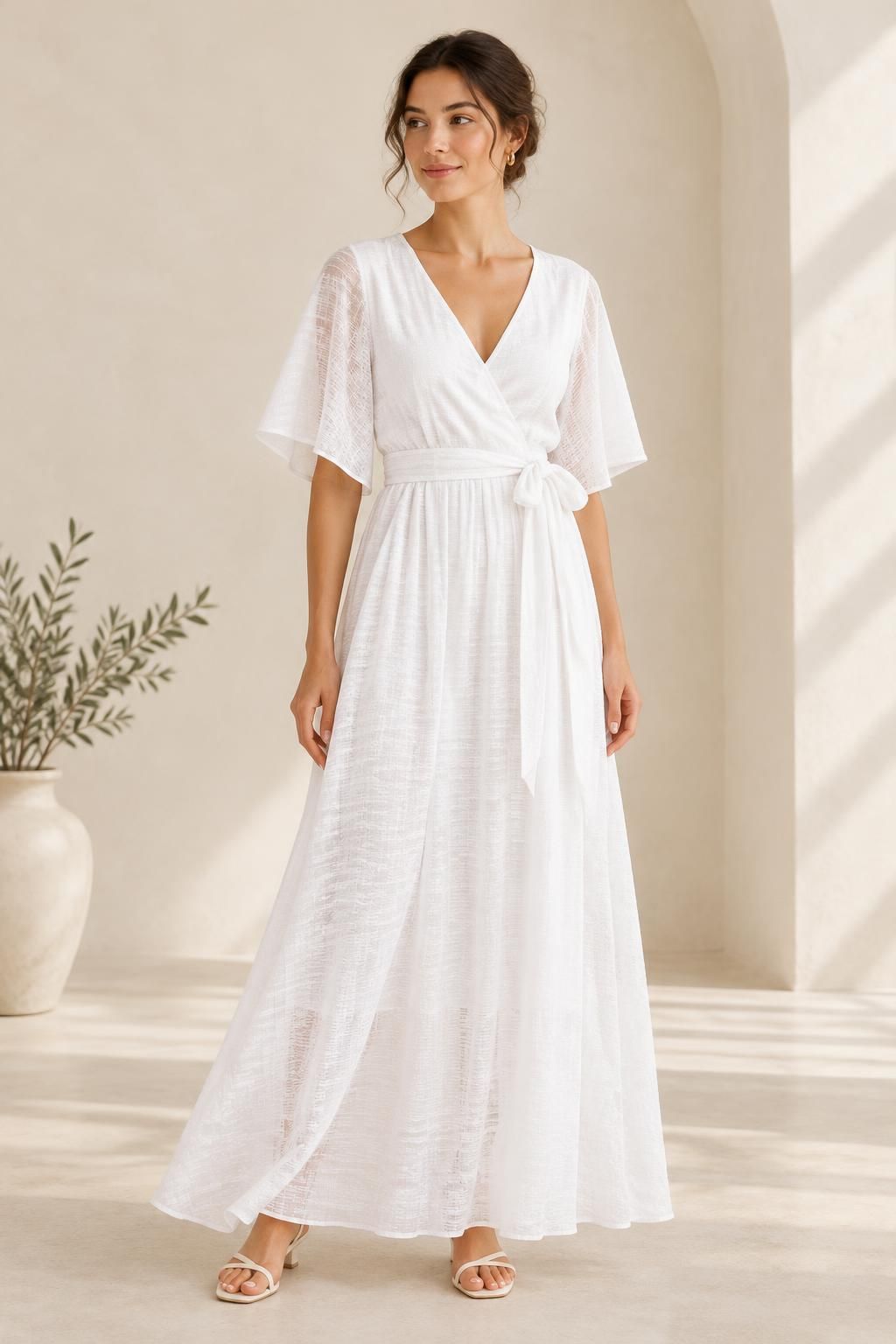 The dress inspiration using ELINA - Textured Viscose Voile fabric