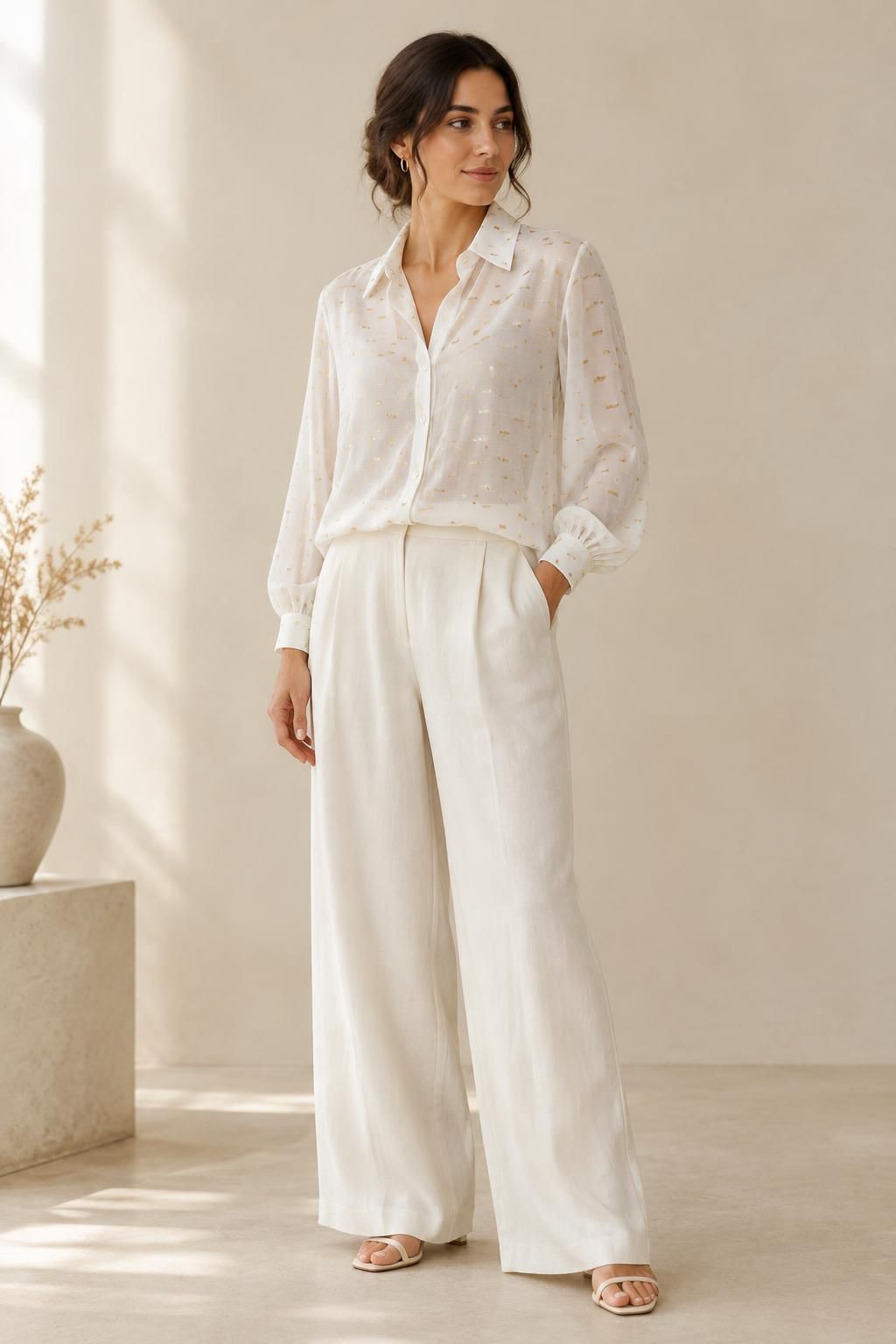 The blouse inspiration using ZINIA - Viscose gauze with lurex plumetis fabric