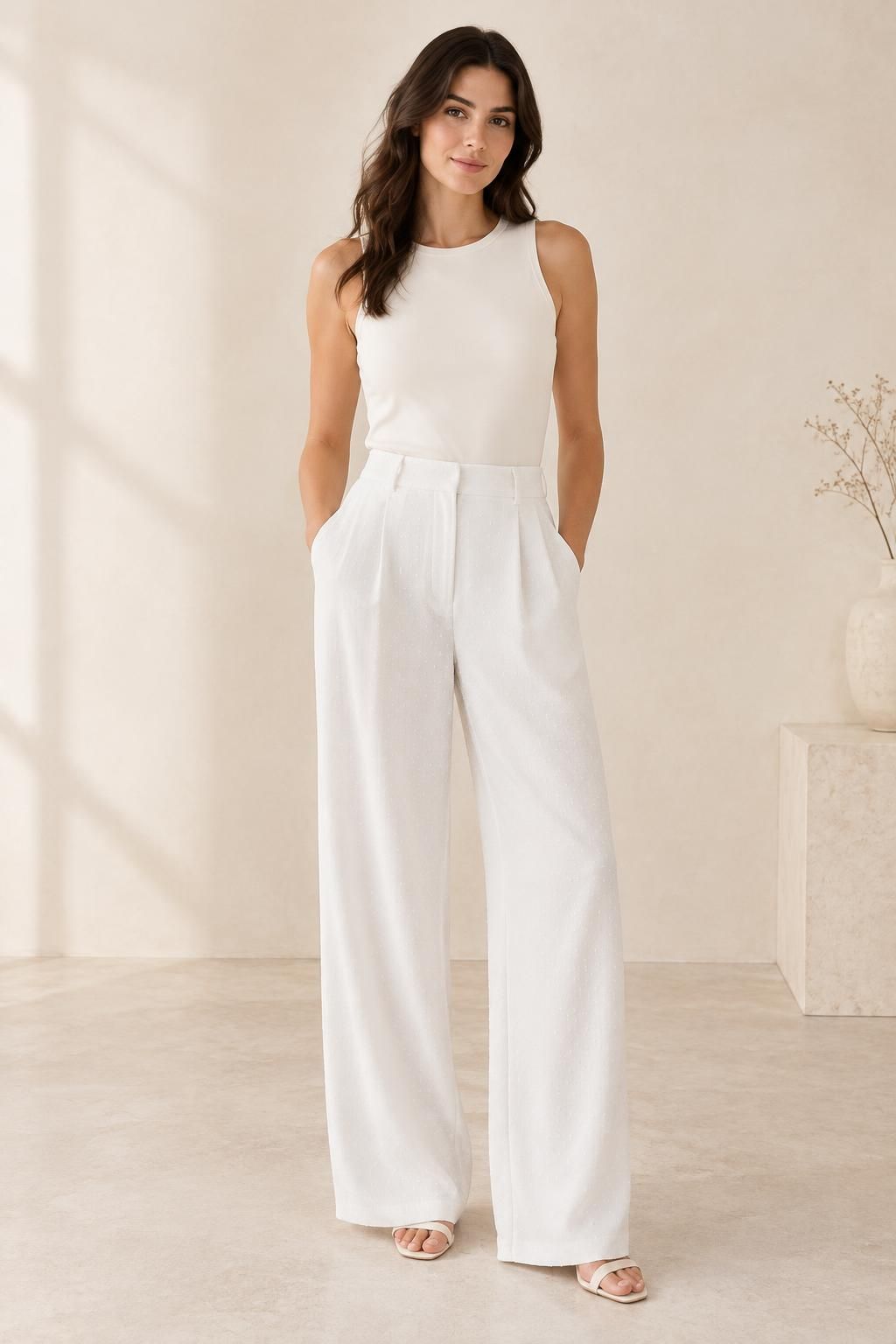Inspiration Le pantalon avec le tissu SNOW - Crêpe marocain de viscose damassé