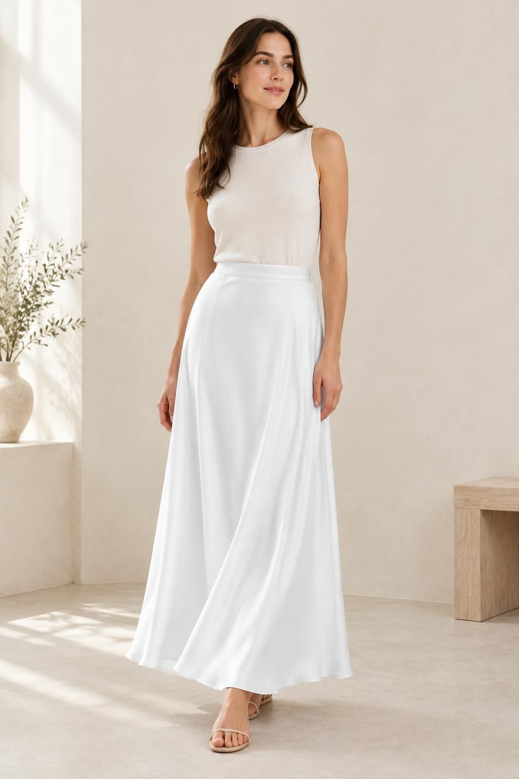 Inspiration La jupe avec le tissu CYRA - Satin de coton léger