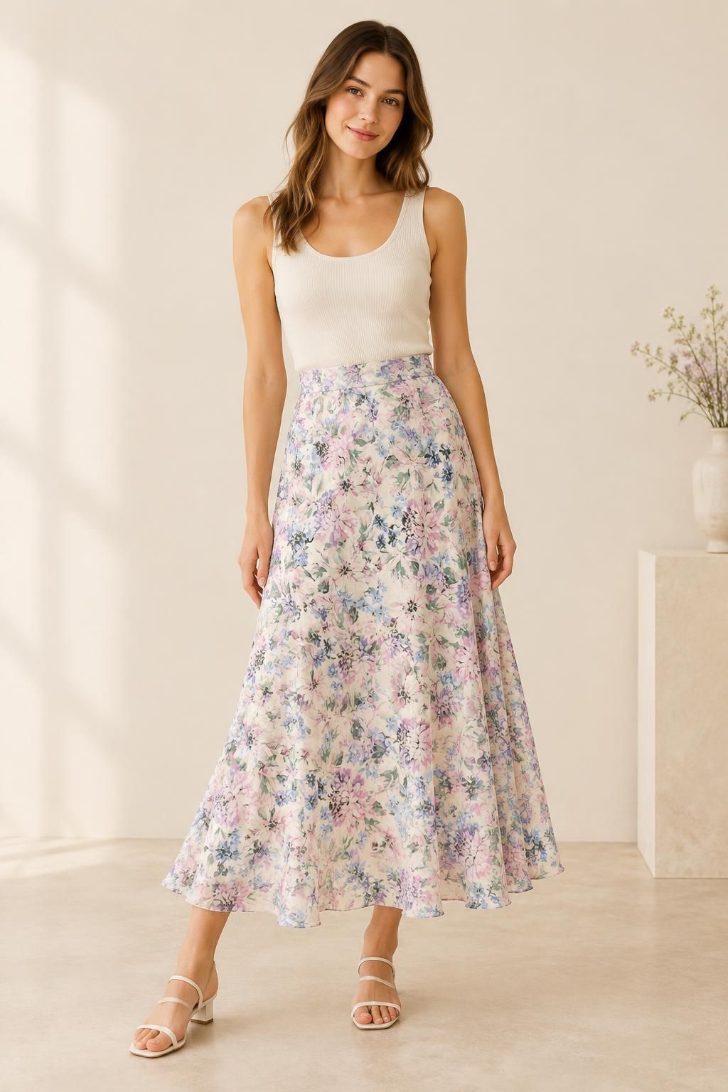 Inspiration La jupe avec le tissu Mousseline polyester motif fleuri romantique