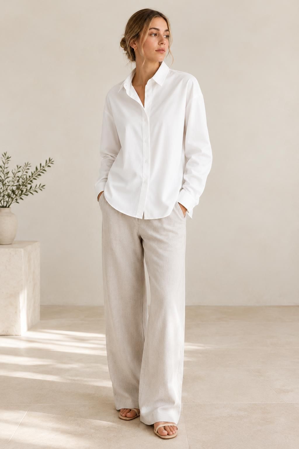 Inspiration Le pantalon avec le tissu JULIETTE - Popeline de coton fluide