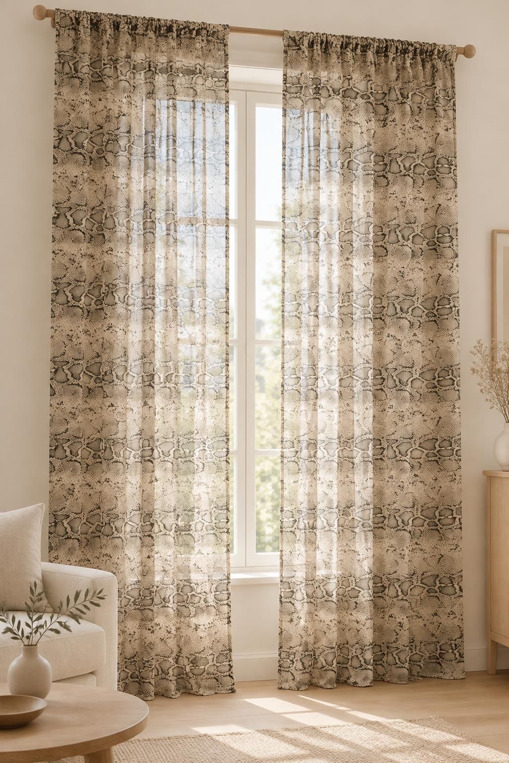 Inspiration Les voilages avec le tissu Mousseline de polyester, motif animalier et fleuri
