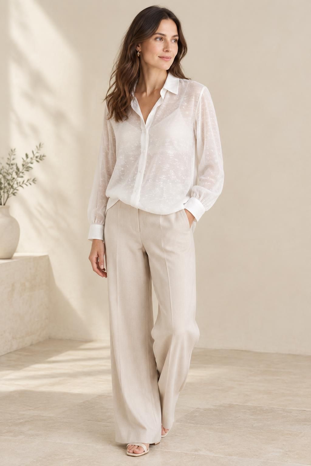 Inspiration La blouse avec le tissu VELIA - Voile jacquard crinkle satiné