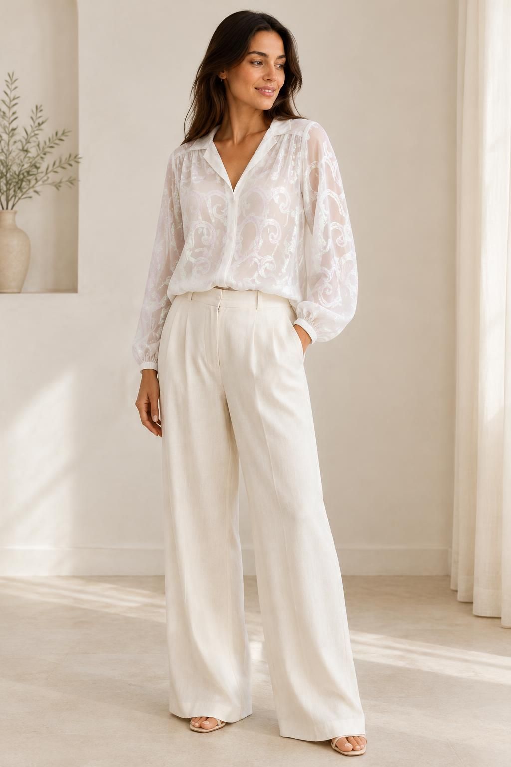 Inspiration La veste avec le tissu IRISA - Organza jacquard polyester motif arabesque